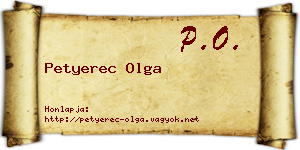 Petyerec Olga névjegykártya